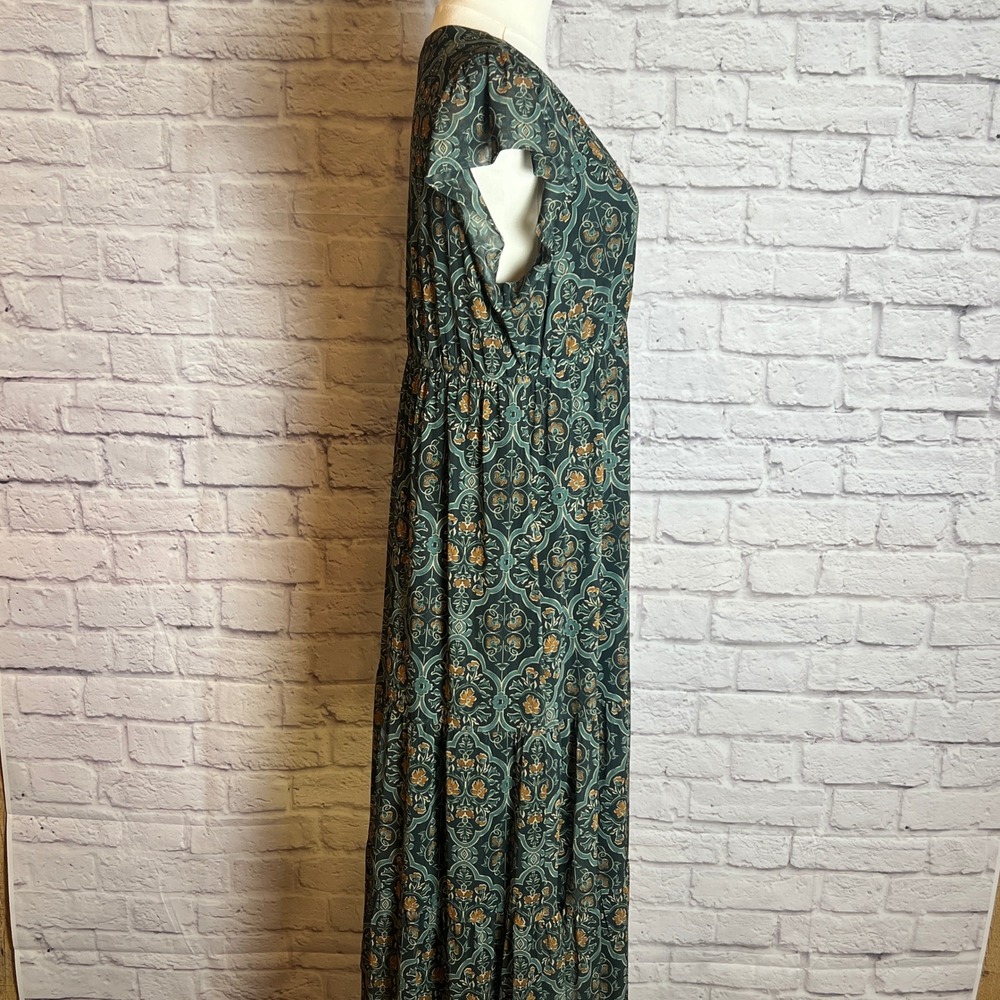 Les Serein Women's PL Green Maxi Dress Boho Print Polyester Bohocore Cottagecore - Picture 3 of 7
